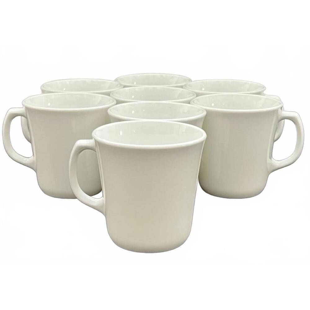 CorningWare Set of 8 ‎ 3.5” White Ceramic Coffee Mugs